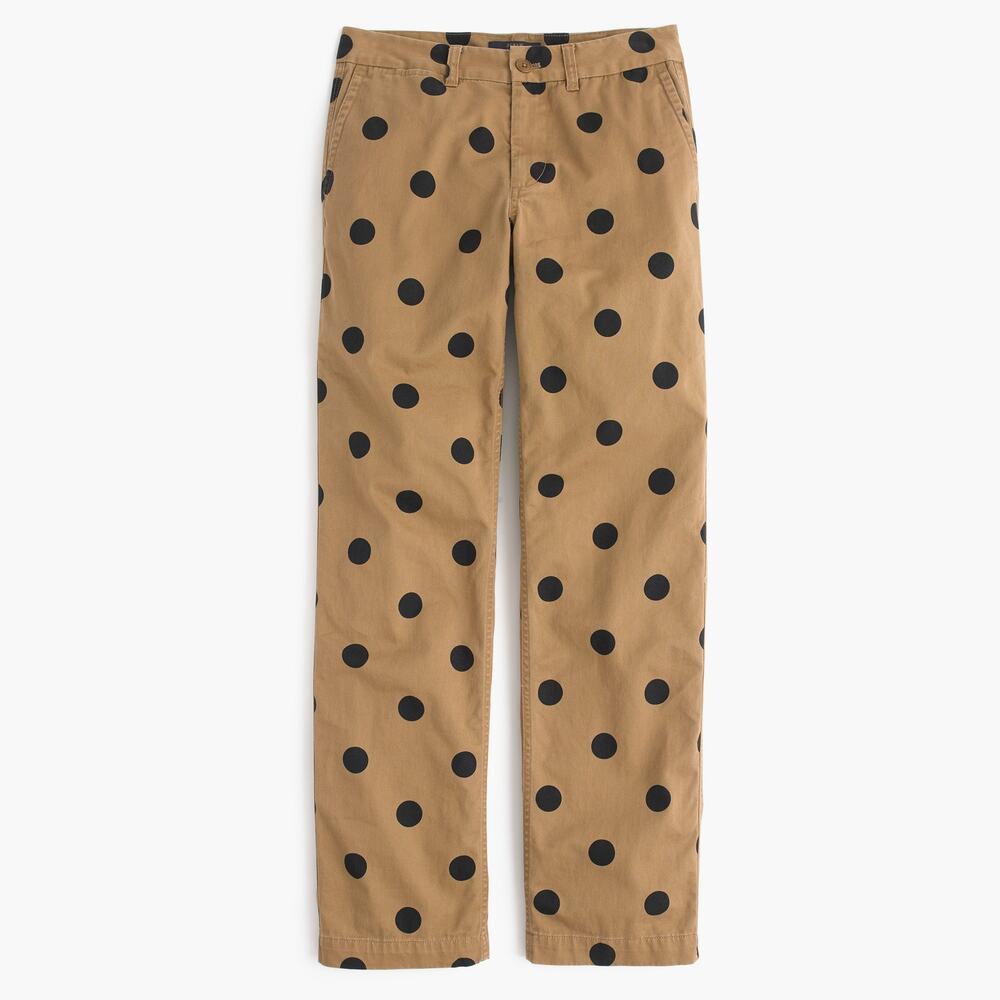 J. Crew Boyfriend Chino Ankle Pant Polka Dot Women's 16 Tan Black Straight Leg
